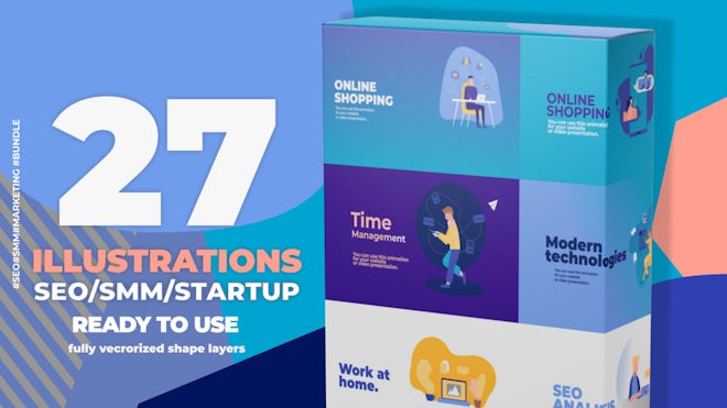 27  Animated SEO Illustrations Freebies template preview