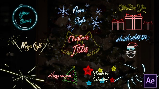 Christmas Neon Titles Freebies template preview
