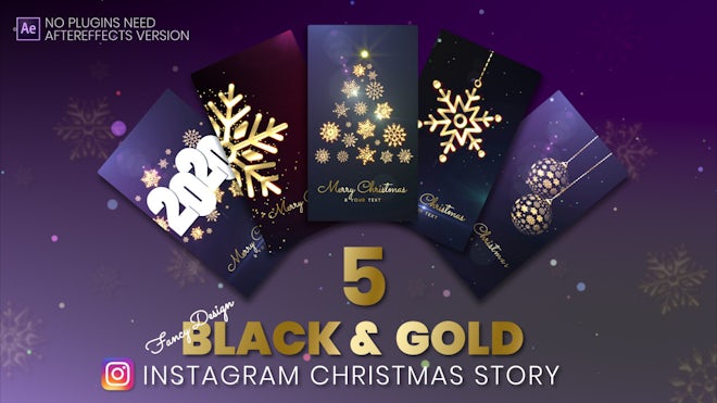 Christmas Instagram Story - Black & Gold Freebies template preview