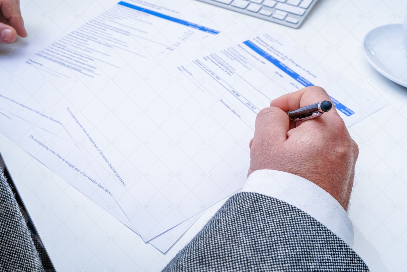 Businessman Reviews Paperwork: Stock Photos