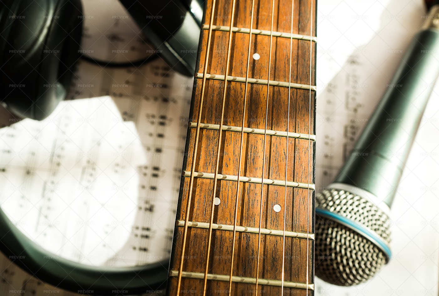 Neck Of Acoustic Guitar: Stock Photos