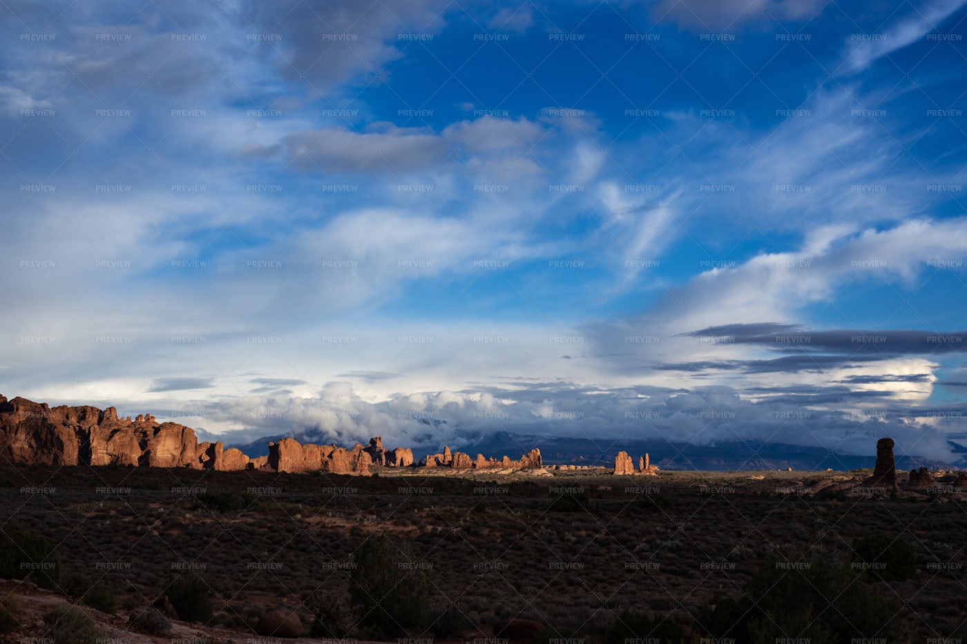 Arches National Park At Dusk: Stock Photos