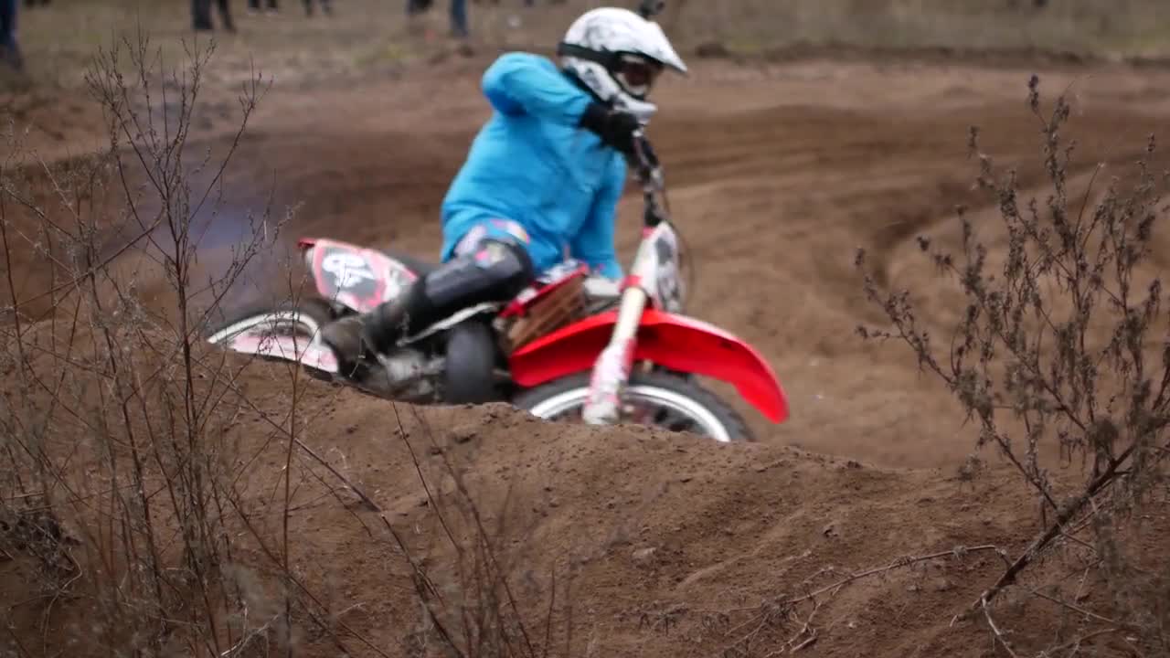 Dirt Bike Taking Corner Stock Video Motion Array