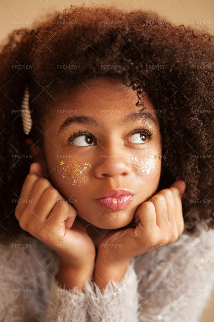 Sparkly Glitter Cheeks: Stock Photos