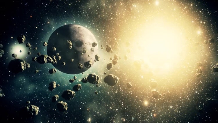 Through Space Planets And Astroids: Motion Graphics