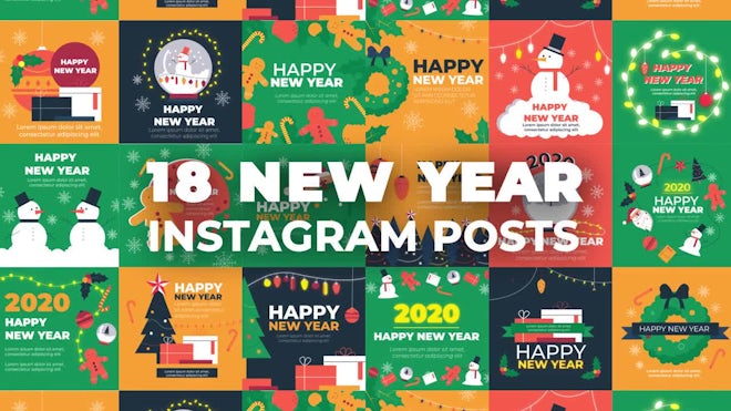 18 New Year Instagram Posts Freebies template preview