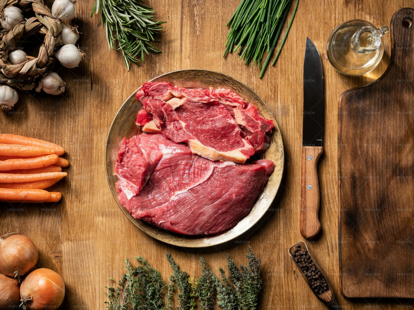 Raw Meat In A Plate - Stock Photos | Motion Array
