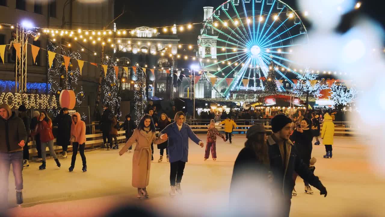 Ice Skating At Christmas Stock Video Motion Array