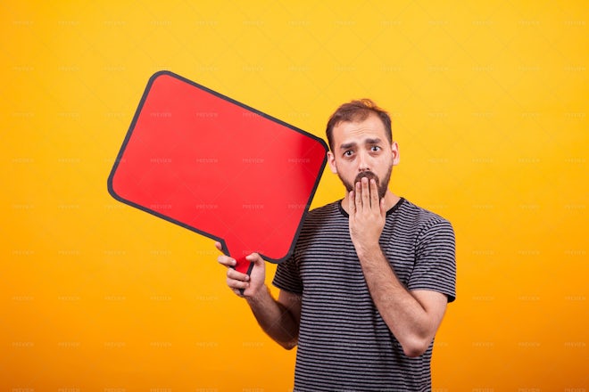 Shocked Man With Sign - Stock Photos | Motion Array