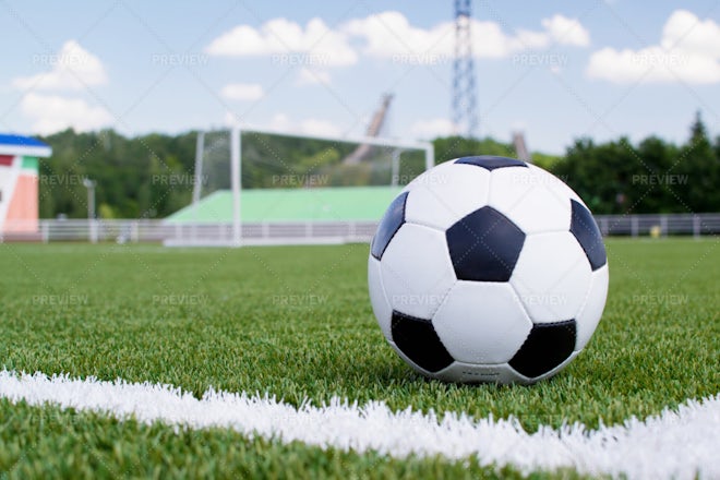 Soccer ball on the football field Stock Photo by ©GekaSkr 271137032