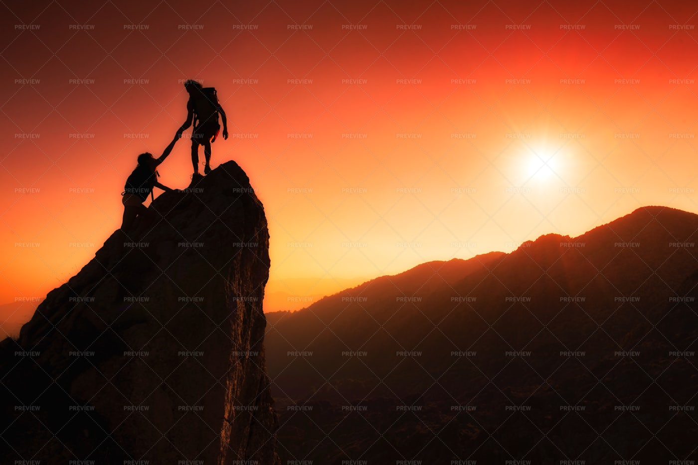 Climbers Conquer Summit Stock Photos Motion Array