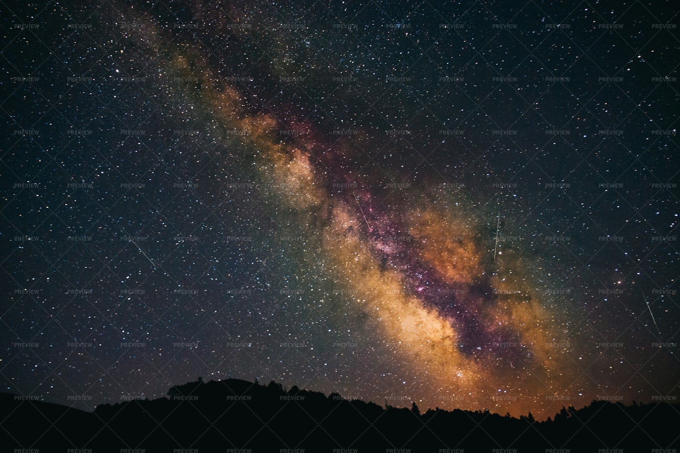 Milky Way Galaxy With Perseids: Stock Photos