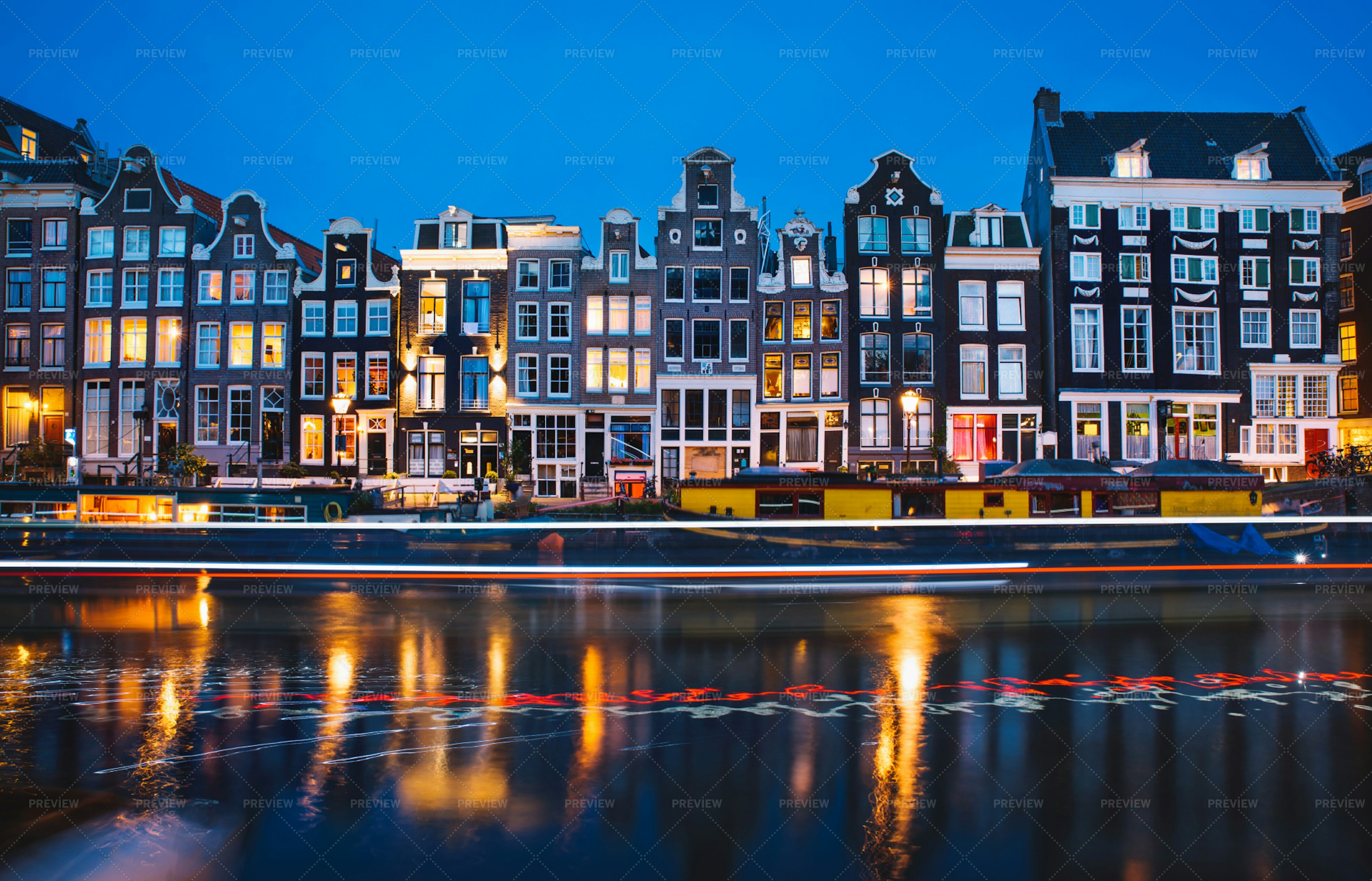 Amsterdam's Famous Dutch Houses - Stock Photos | Motion Array
