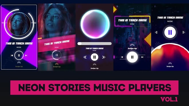 Neon Stories Music Players Freebies template preview