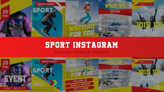 Sport Instagram Stories, Posts & Opener Freebies template preview