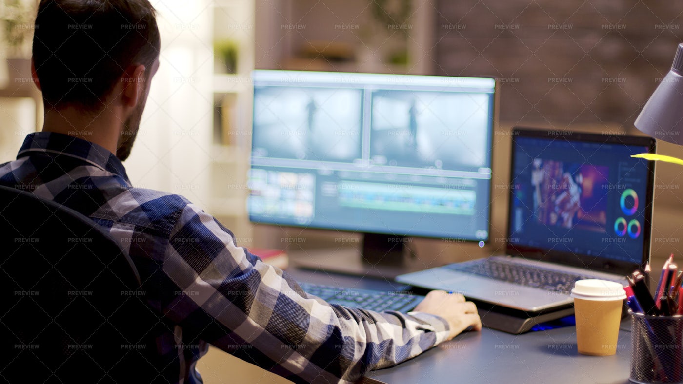 Video Editor At Work Stock Photos Motion Array