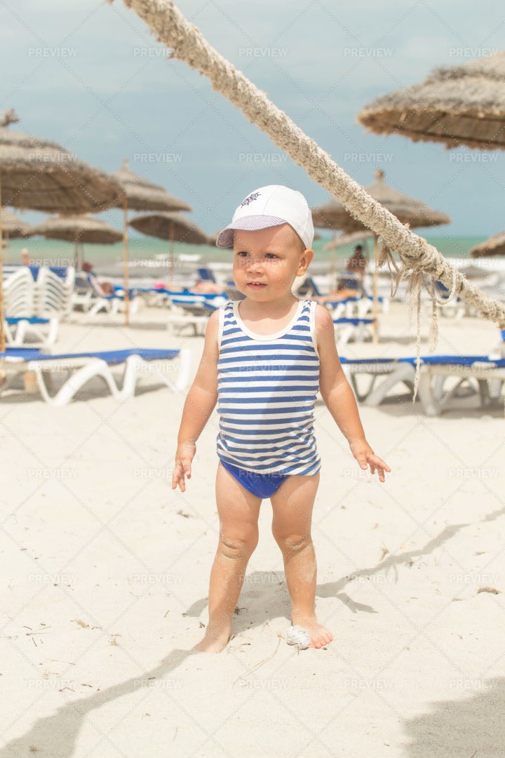 Boy At The Beach: Stock Photos