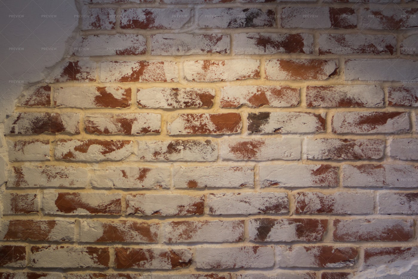 Old Red Brick Wall With White Paint - Stock Photos 