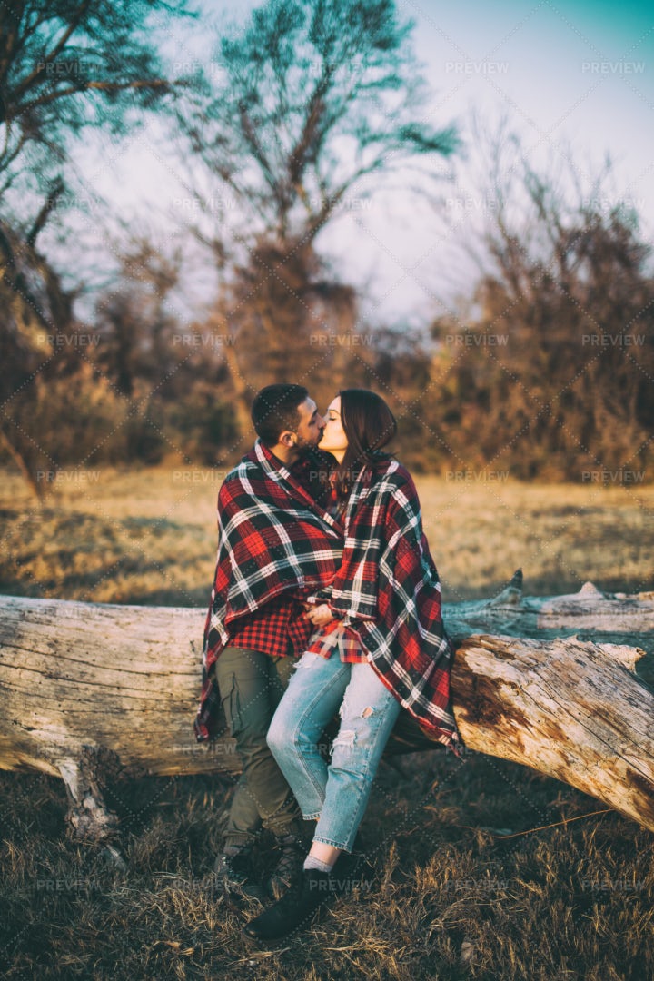 Kissing In Blankets: Stock Photos