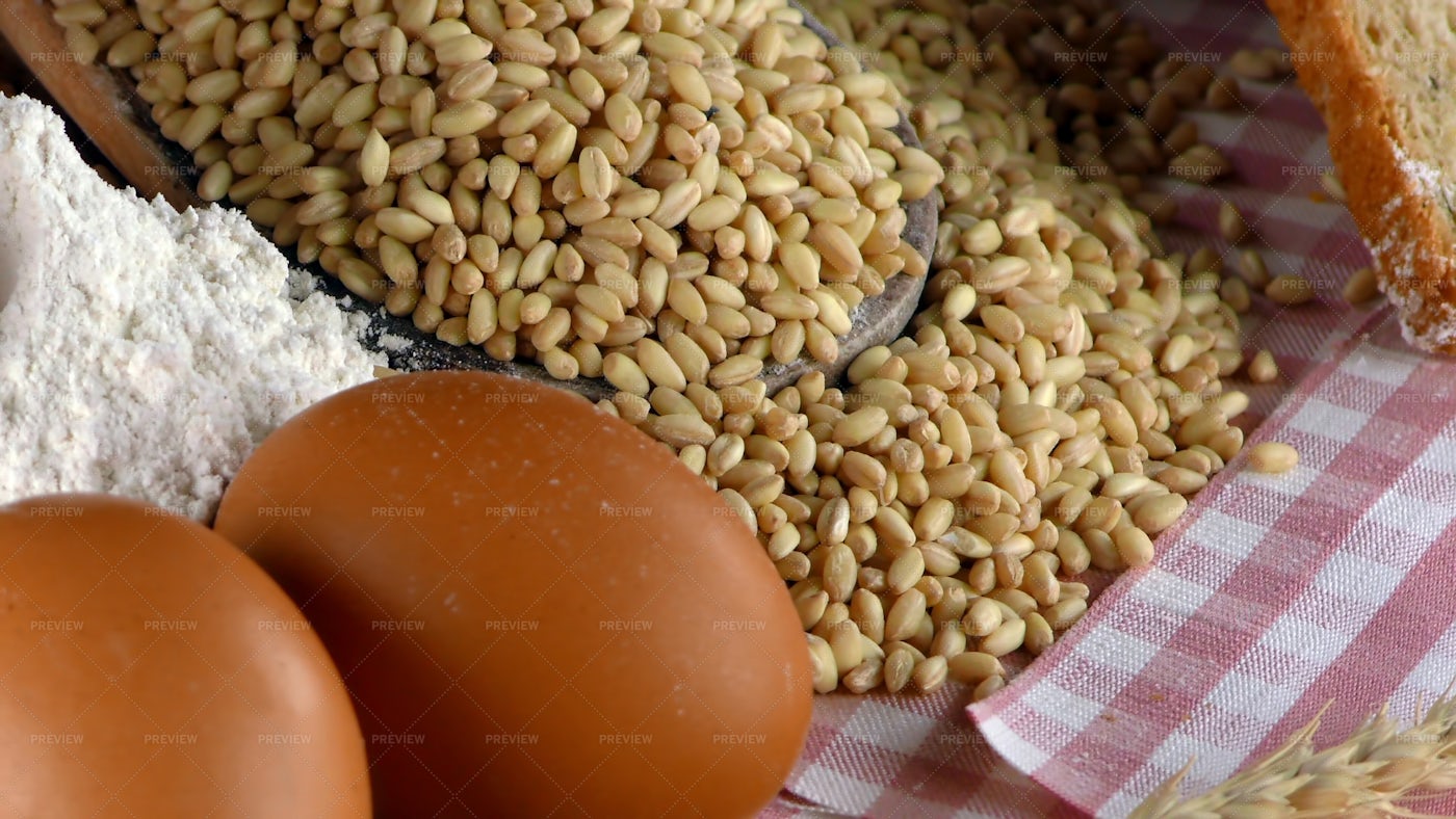 Grains, Flour And Eggs: Stock Photos