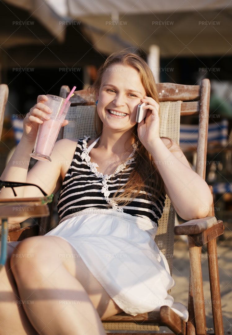 Woman Takes A Call: Stock Photos