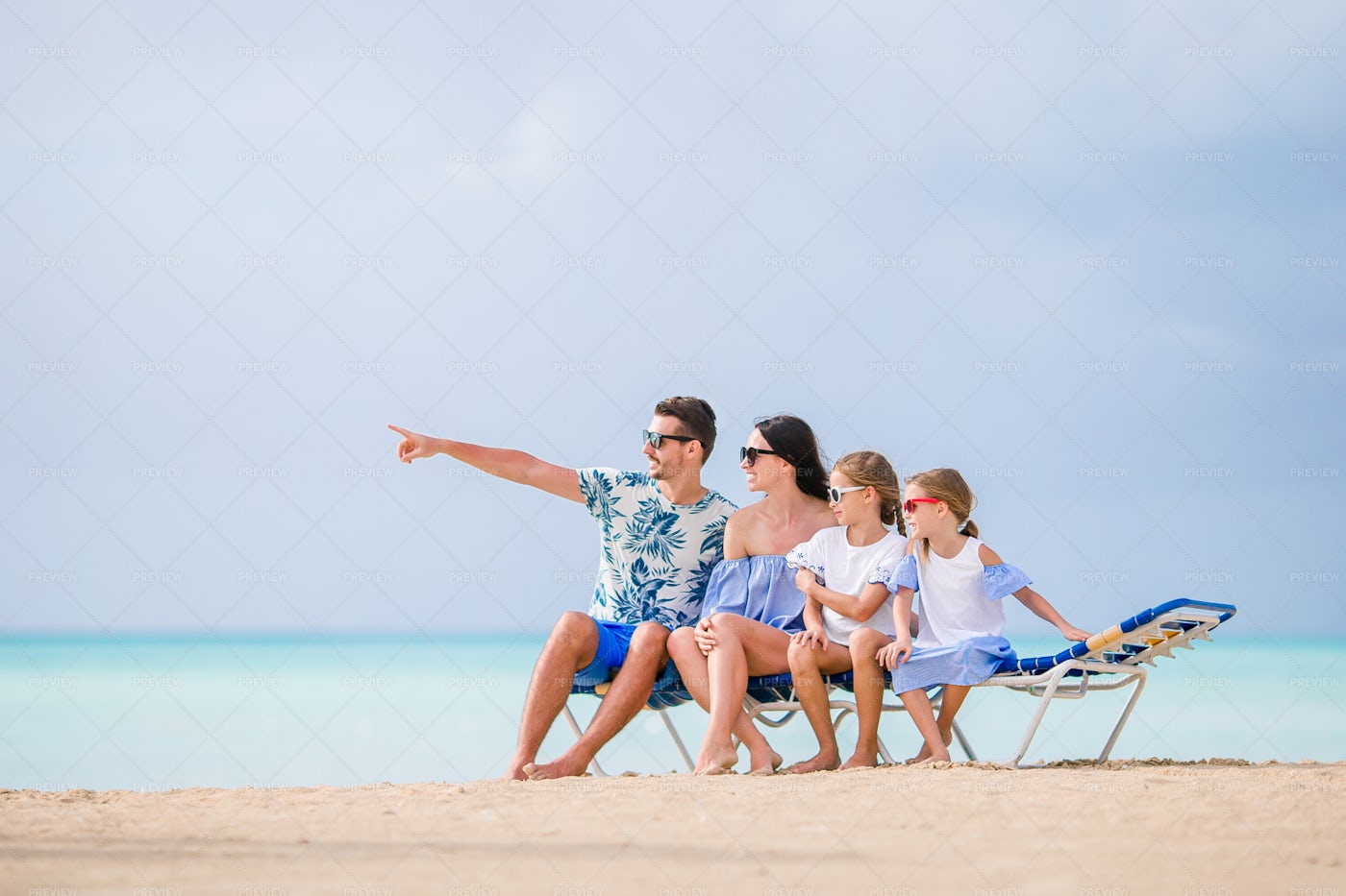 Family On Caribbean Beach: Stock Photos