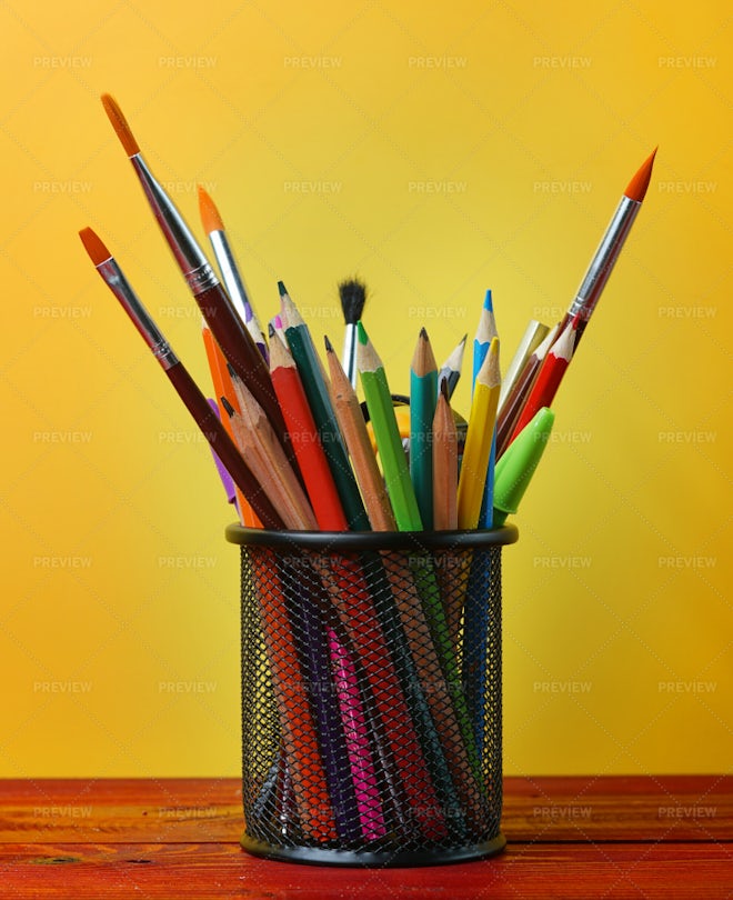 Cup Of Writing Utensils - Stock Photos