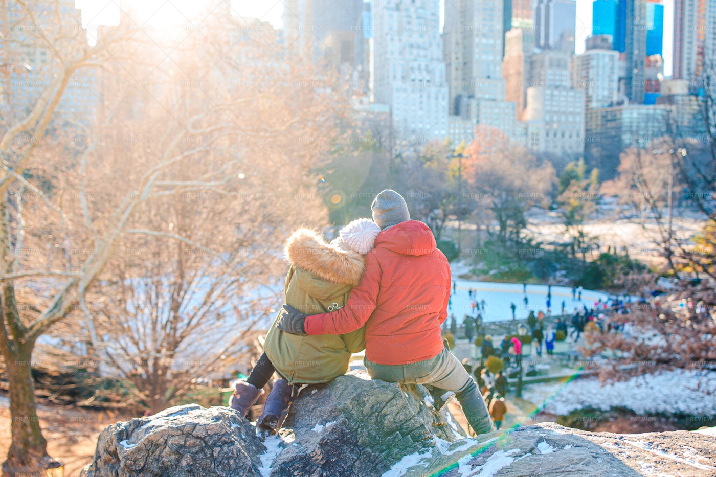 Enjoying The Cold City: Stock Photos