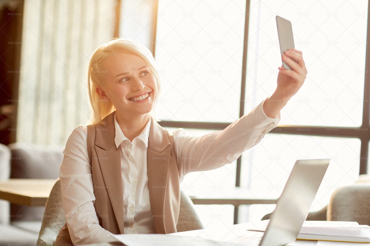 Selfie Of Young Manager: Stock Photos