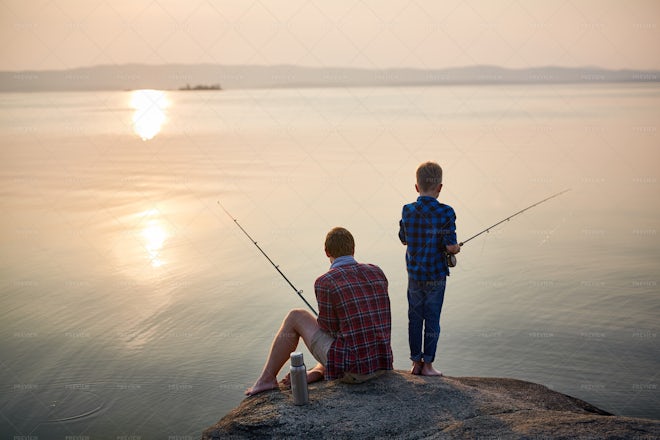 father and son fishing