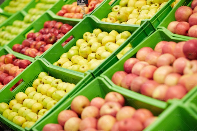 Apples In Plastic Boxes - Stock Photos | Motion Array