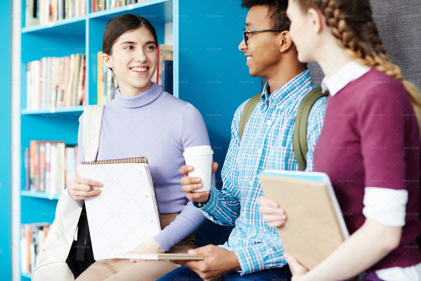 Talking In Library: Stock Photos