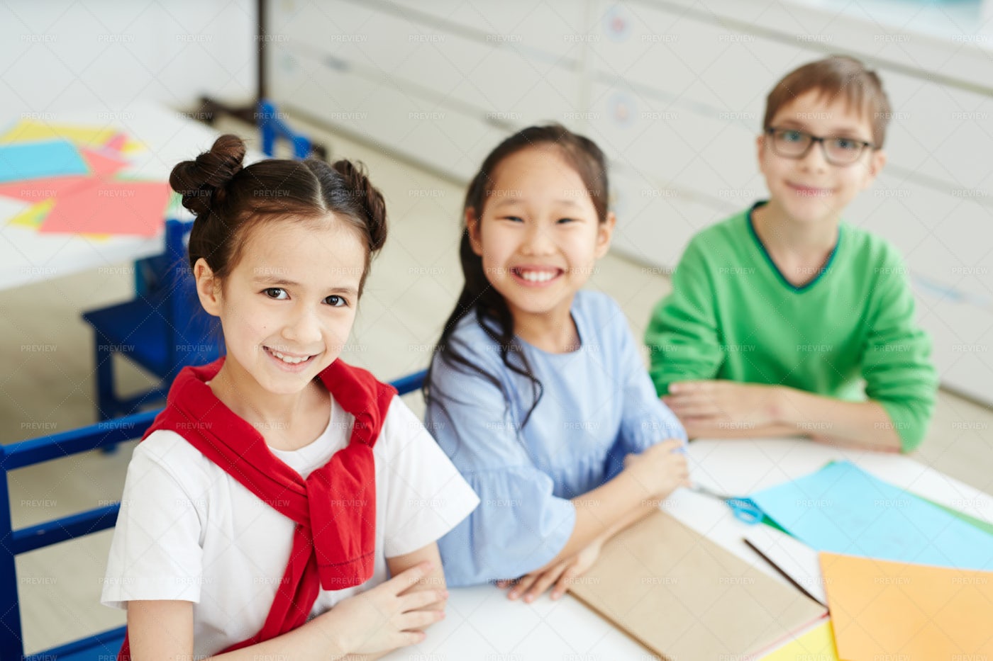 Happy Children On Art Class: Stock Photos