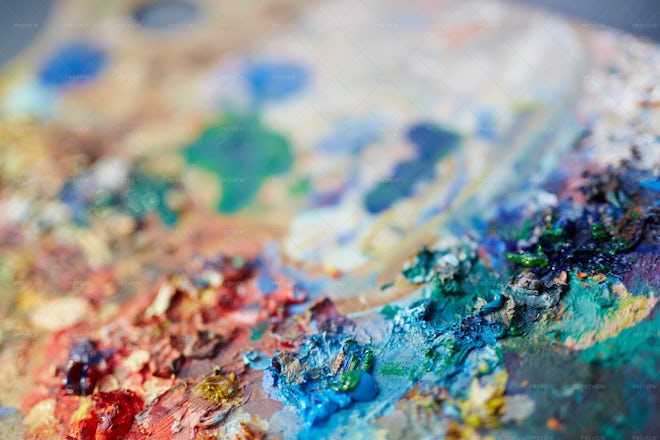 Colorful Paint Mix On Artists Palette - Stock Photos | Motion Array