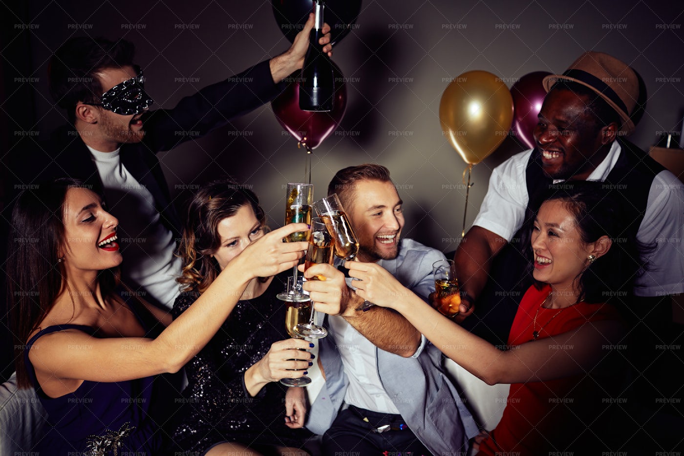 Group Of Friends At Home Party: Stock Photos