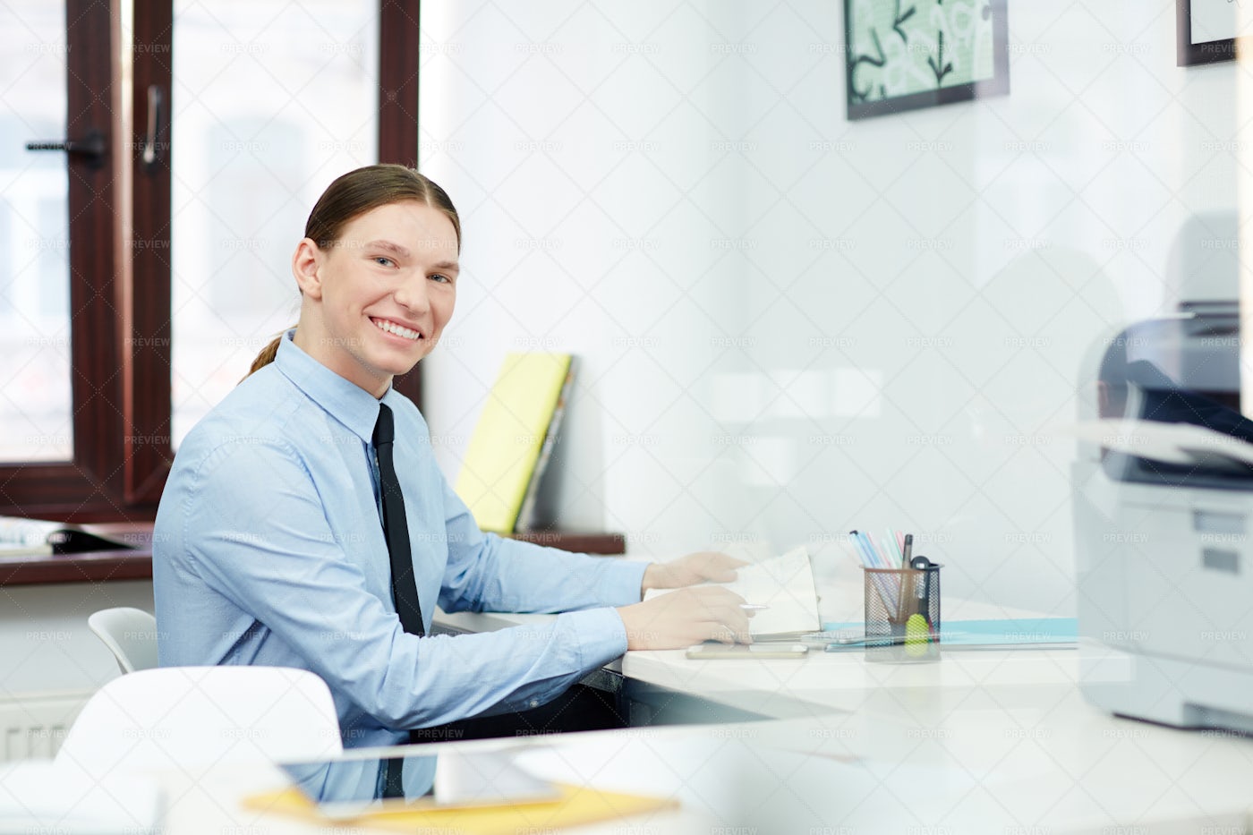 Portrait Of Smiling White Collar Worker: Stock Photos