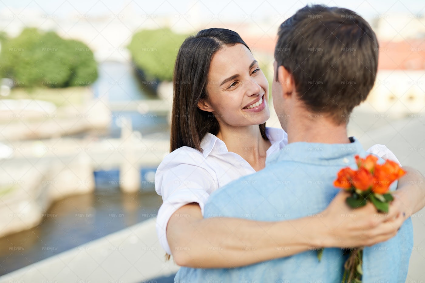 Affectionate Girl Looking At Boyfriend: Stock Photos
