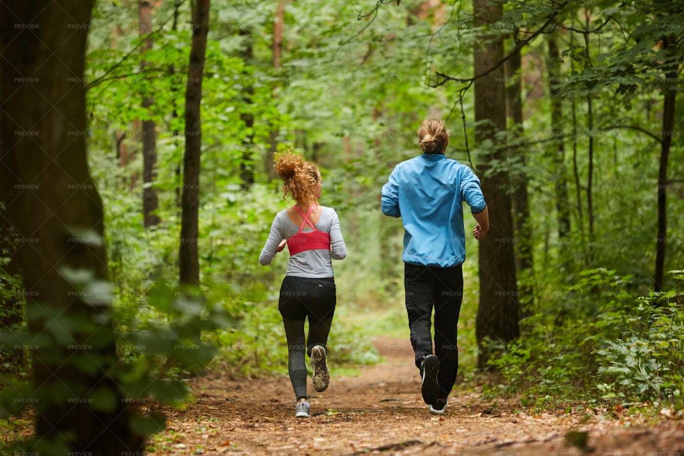 Jogging On Forest Path: Stock Photos