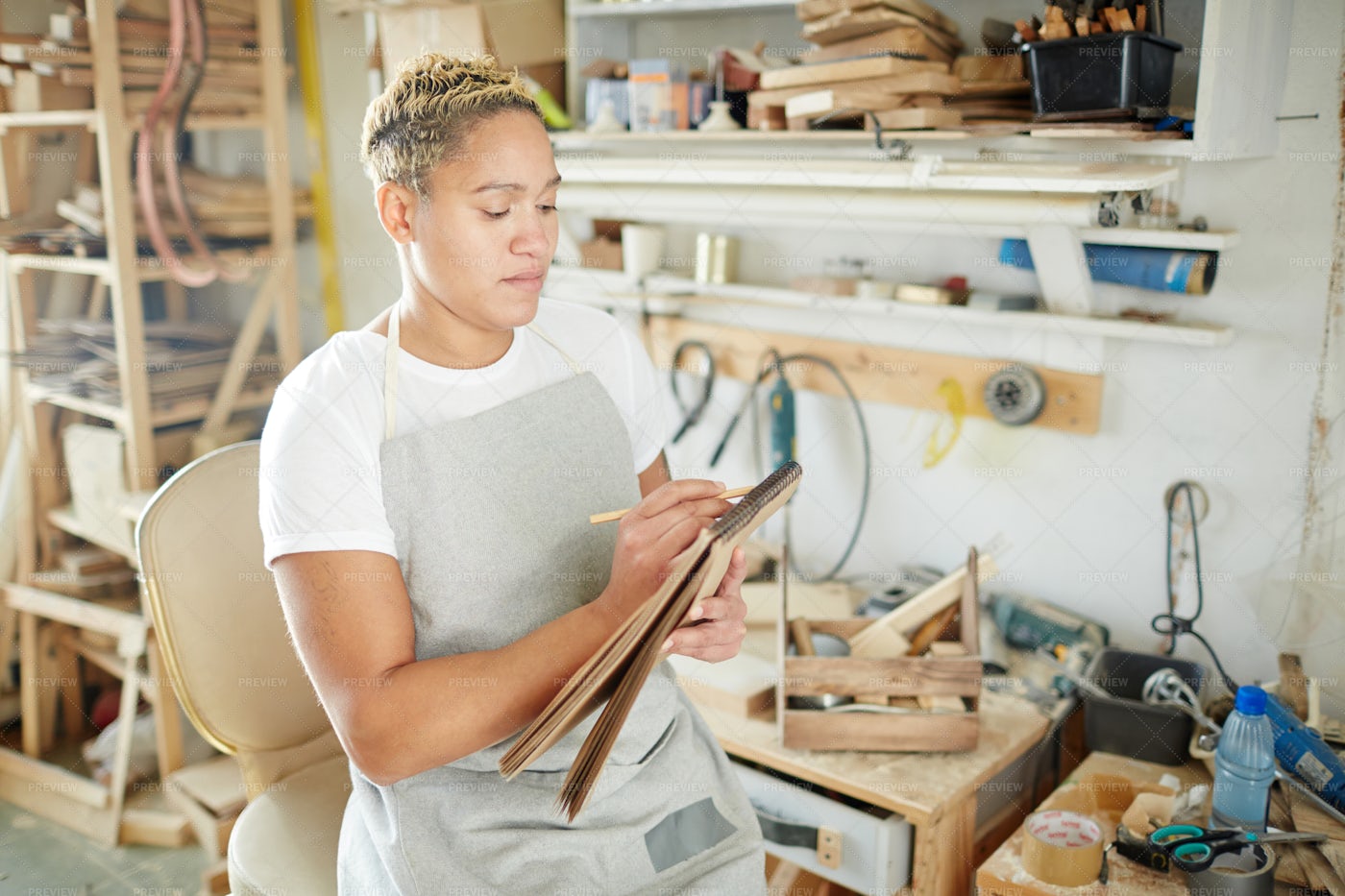 Carpenter Sketching: Stock Photos
