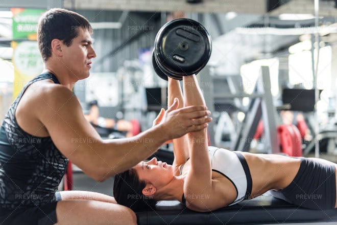 Fitness Goals. a Young Woman Working Out with a Chest Press at a Gym. Stock  Image - Image of beautiful, brunette: 276360761