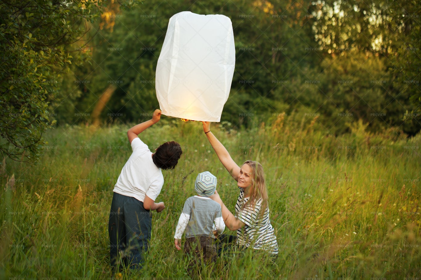 Releasing Paper Lantern: Stock Photos