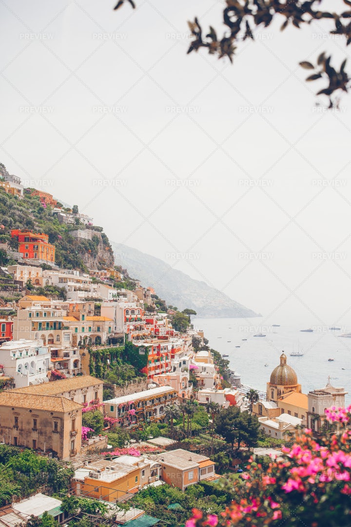 Mountainside Town Of Positano: Stock Photos