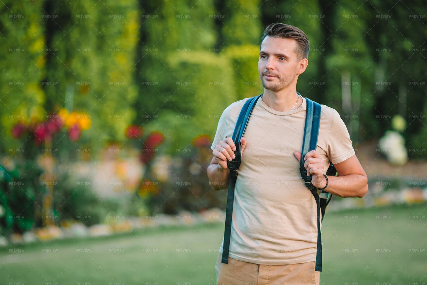 Wearing A Backpack Outdoors: Stock Photos