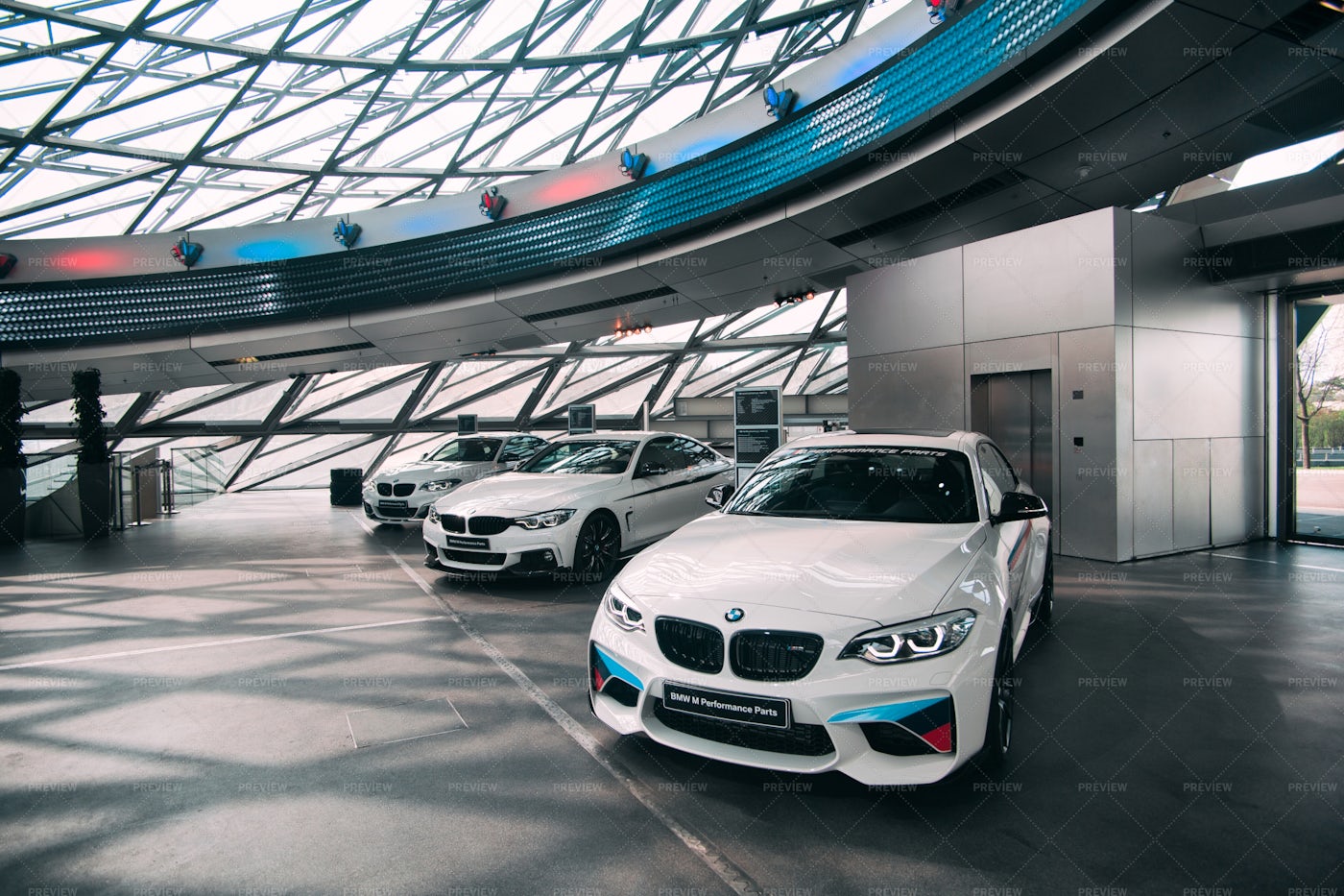 Cars In The BMW Welt: Stock Photos