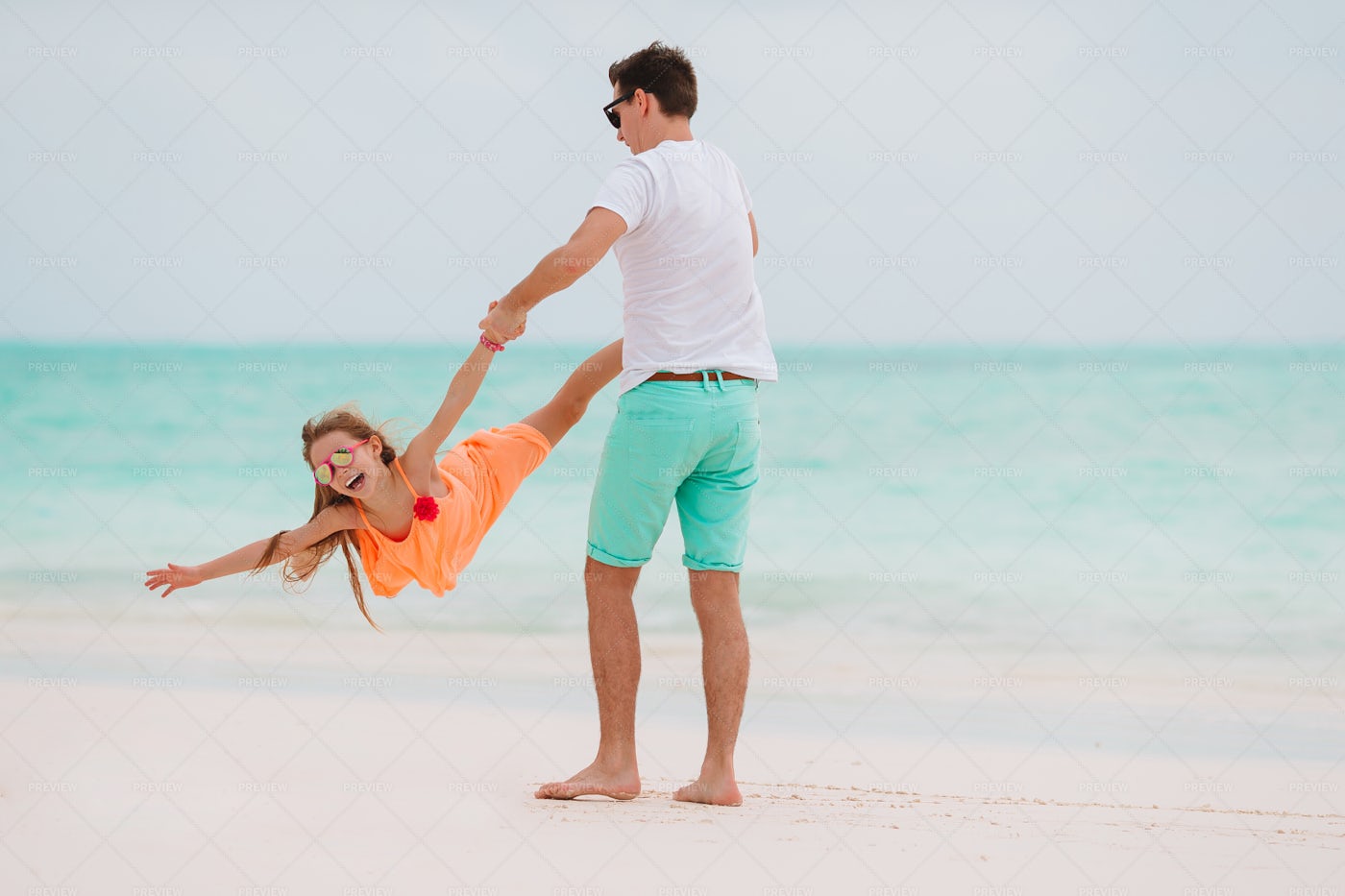 Happy Moment Of Father And Daughter: Stock Photos