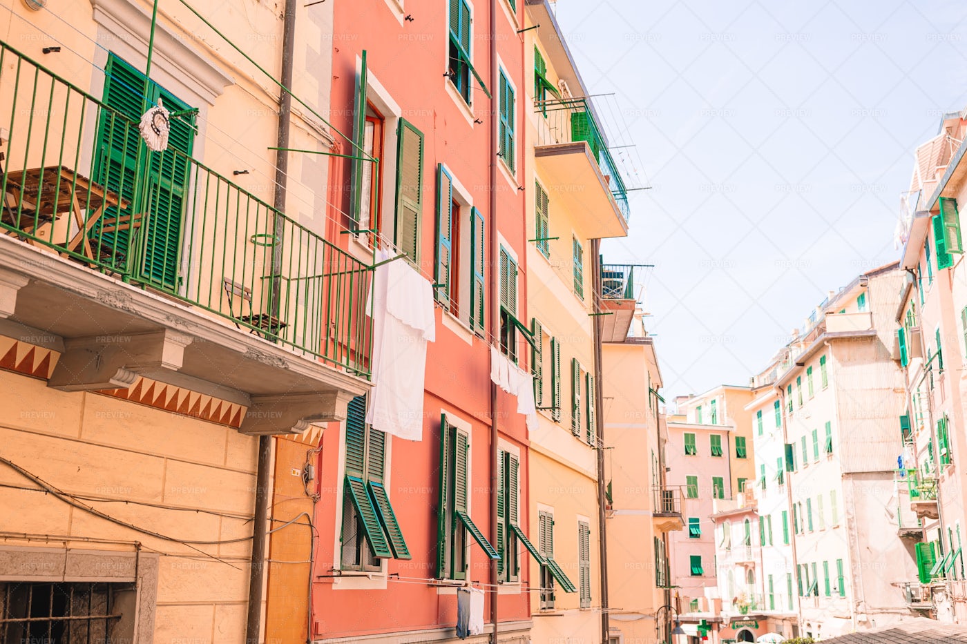 Houses In The Small Town Of Liguria: Stock Photos