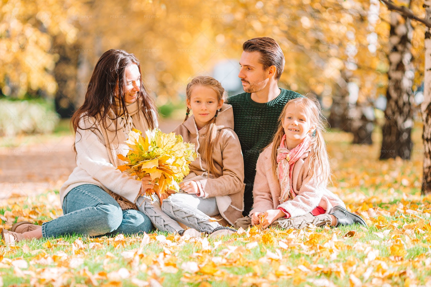 Portrait Of Family Of Four: Stock Photos