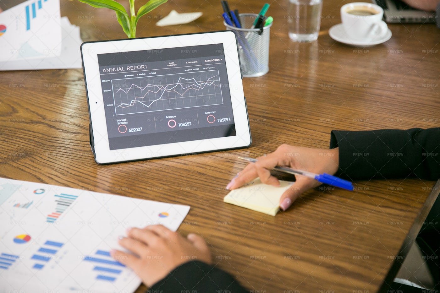 Tablet With Statistics: Stock Photos