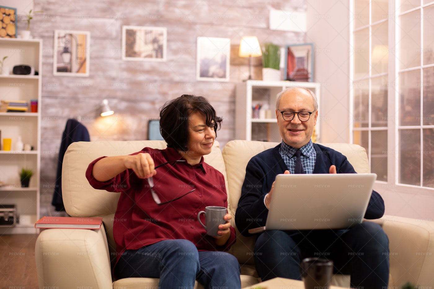 Getting Glasses To See Screen: Stock Photos