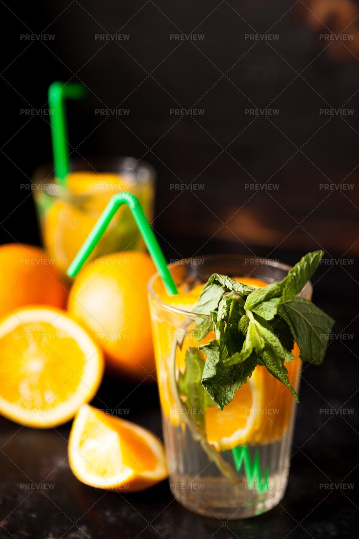 Oranges And Mint Water: Stock Photos
